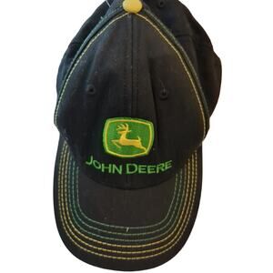 John Deere Black Trucker Hat Cap Farmer Headwear Adjustable NWOT